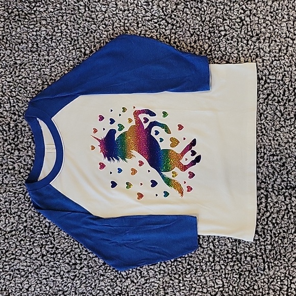 Rainbow Unicorn Top Girls Size 7 - Picture 1 of 3